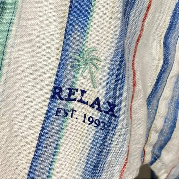 Tommy Bahama Striped Long Sleeve Button Front Linen Shirt Size Large - Picture 8 of 13